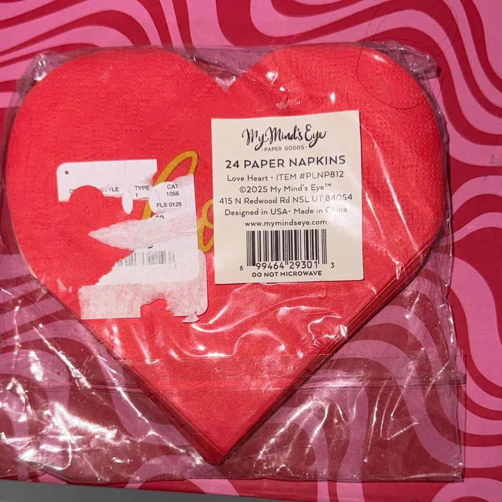 Set of 2 Sealed Valentines Day Napkin Sets Love Hearts & Cupid Corgis